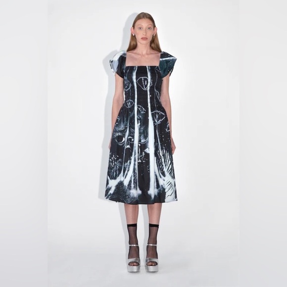 NWT Ahiri Abstract eye print smocked midi dress - Picture 1 of 10